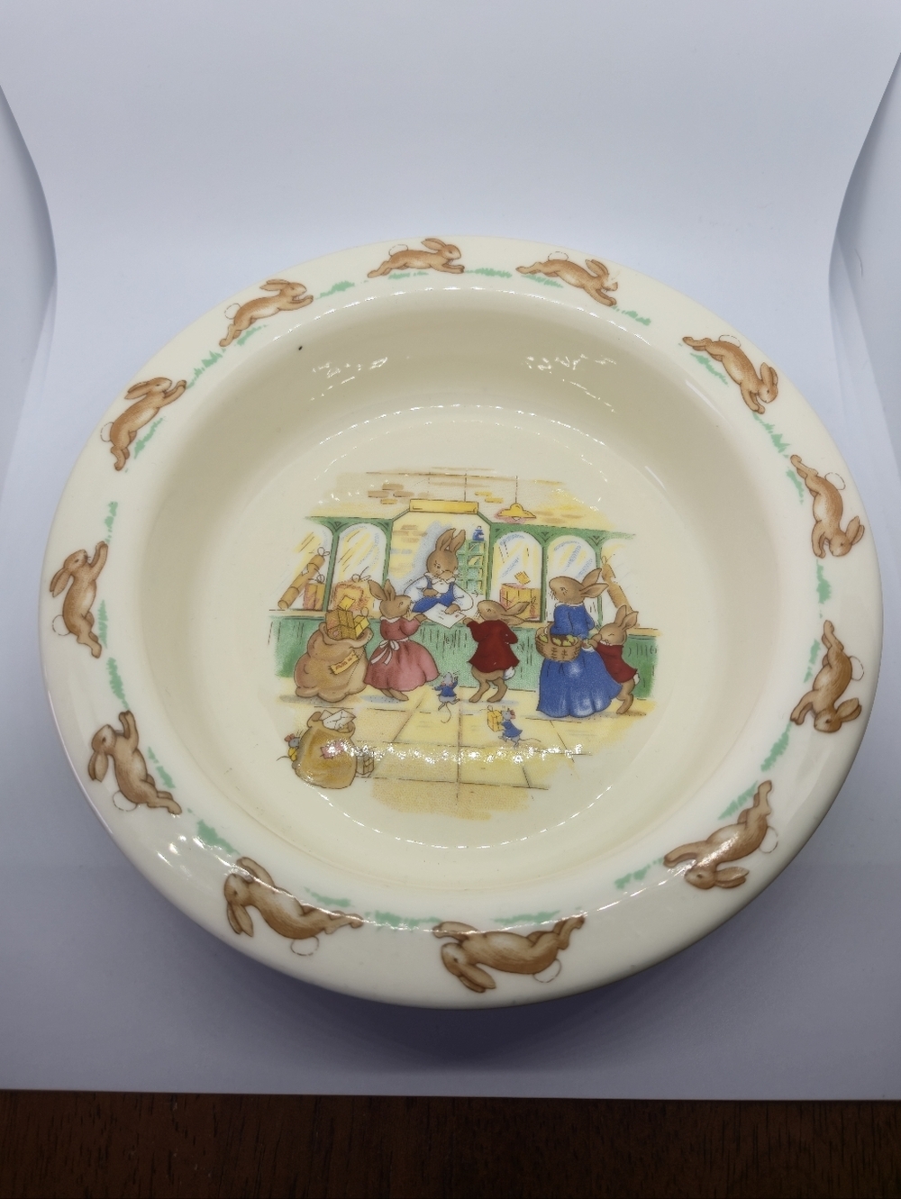Royal Doulton Size 6" Bunnykins At The Post Office Oatmeal Bowl Vintage Nursery